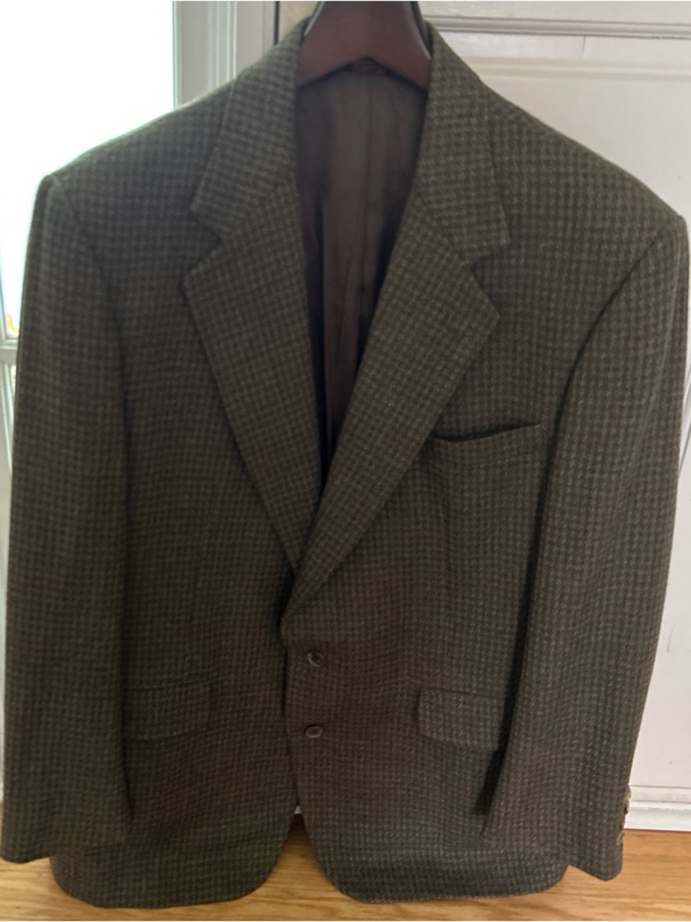 Alexander Julian Men's Olive Green Houndstooth Blazer 44R  Sport Coat